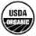 A circular USDA Organic seal logo in black and white, indicating organic certification.