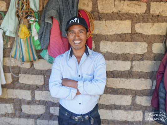 Farmer Jaime Morales smiles for the camera in Tectitan, Huehuetenango.