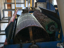 The spinning "criba", a part of the wet process operation at Monte Brisas that separates coffee from leaves, twigs, and other debris that might make its way into the machinery.