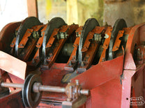Close-up of a 4-disc pulper at a coffee processing "factory" in Nyeri, Kenya.